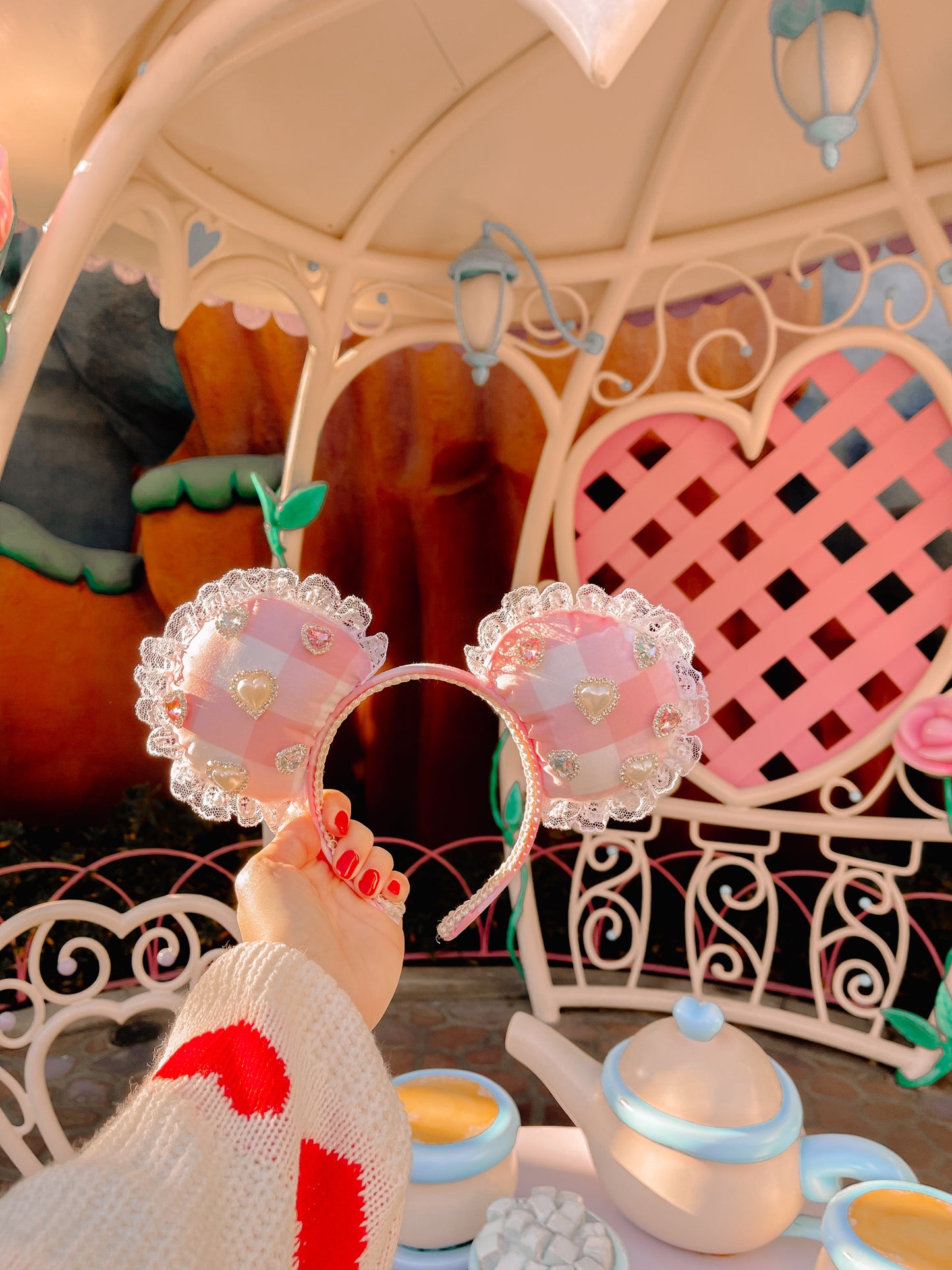 Pink Hearts Charm Mouse Ears