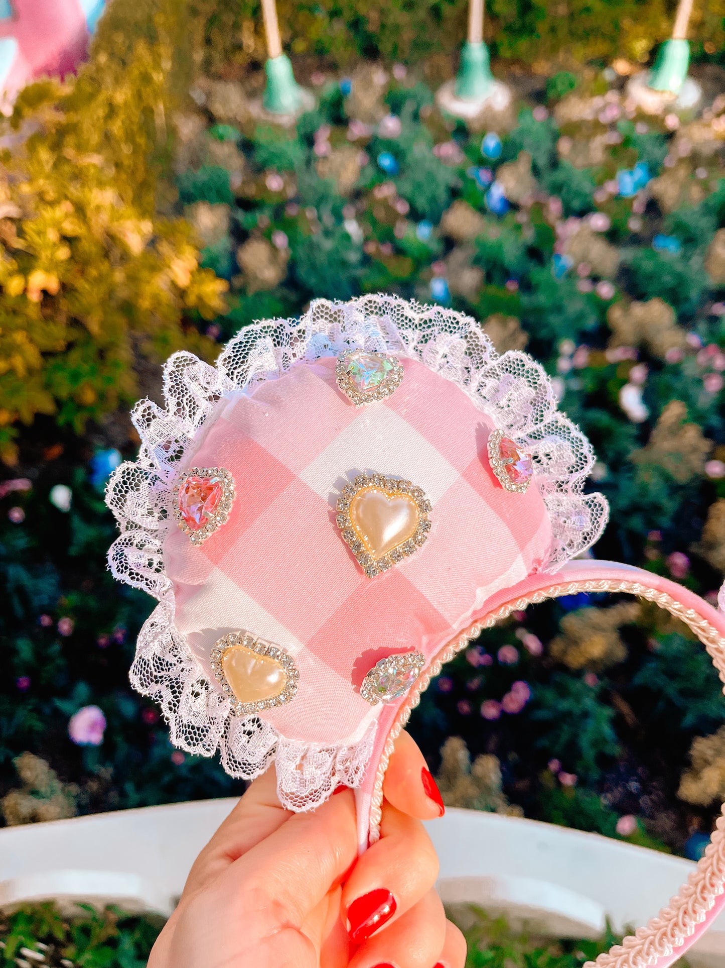 Pink Hearts Charm Mouse Ears