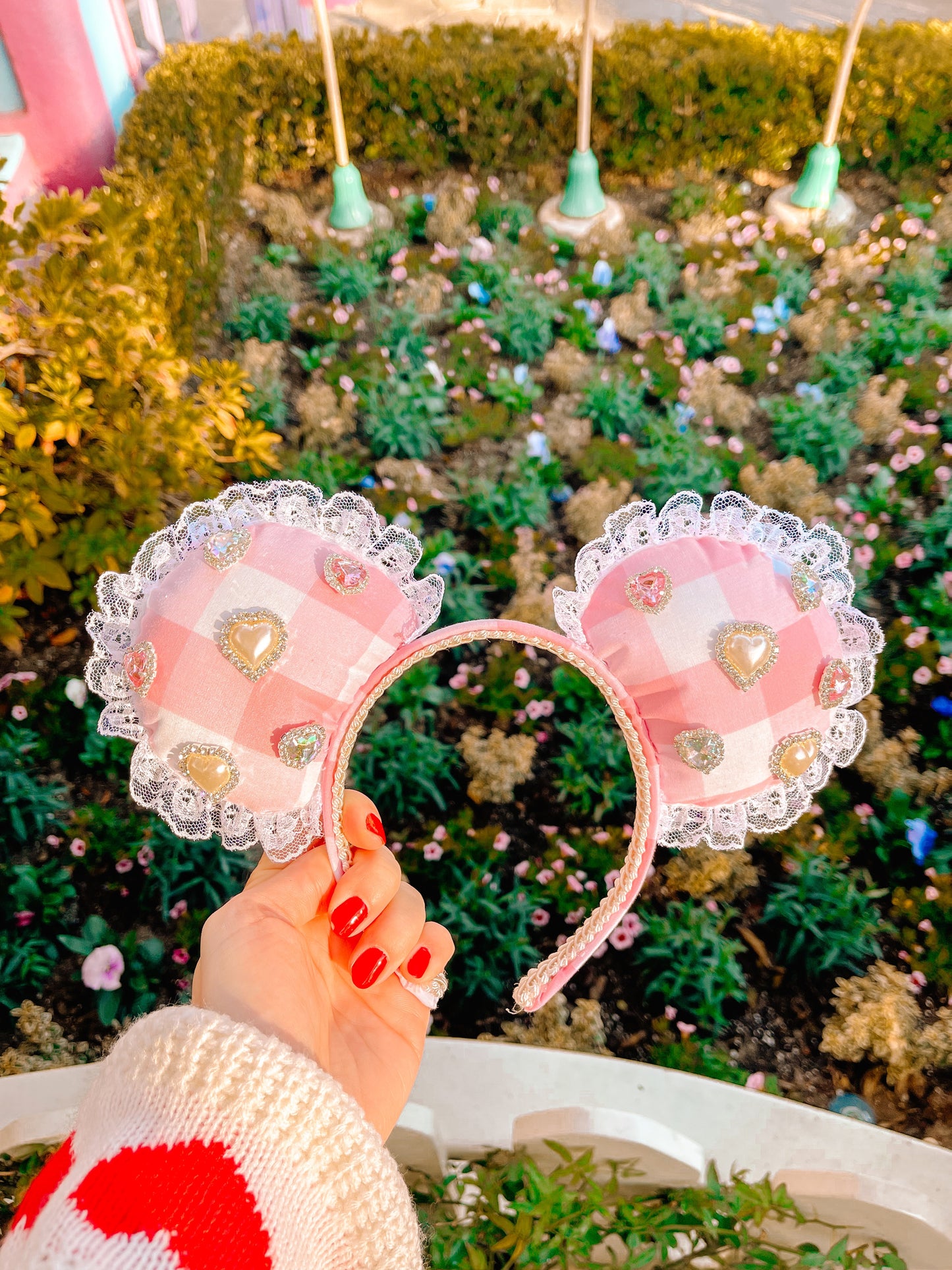 Pink Hearts Charm Mouse Ears