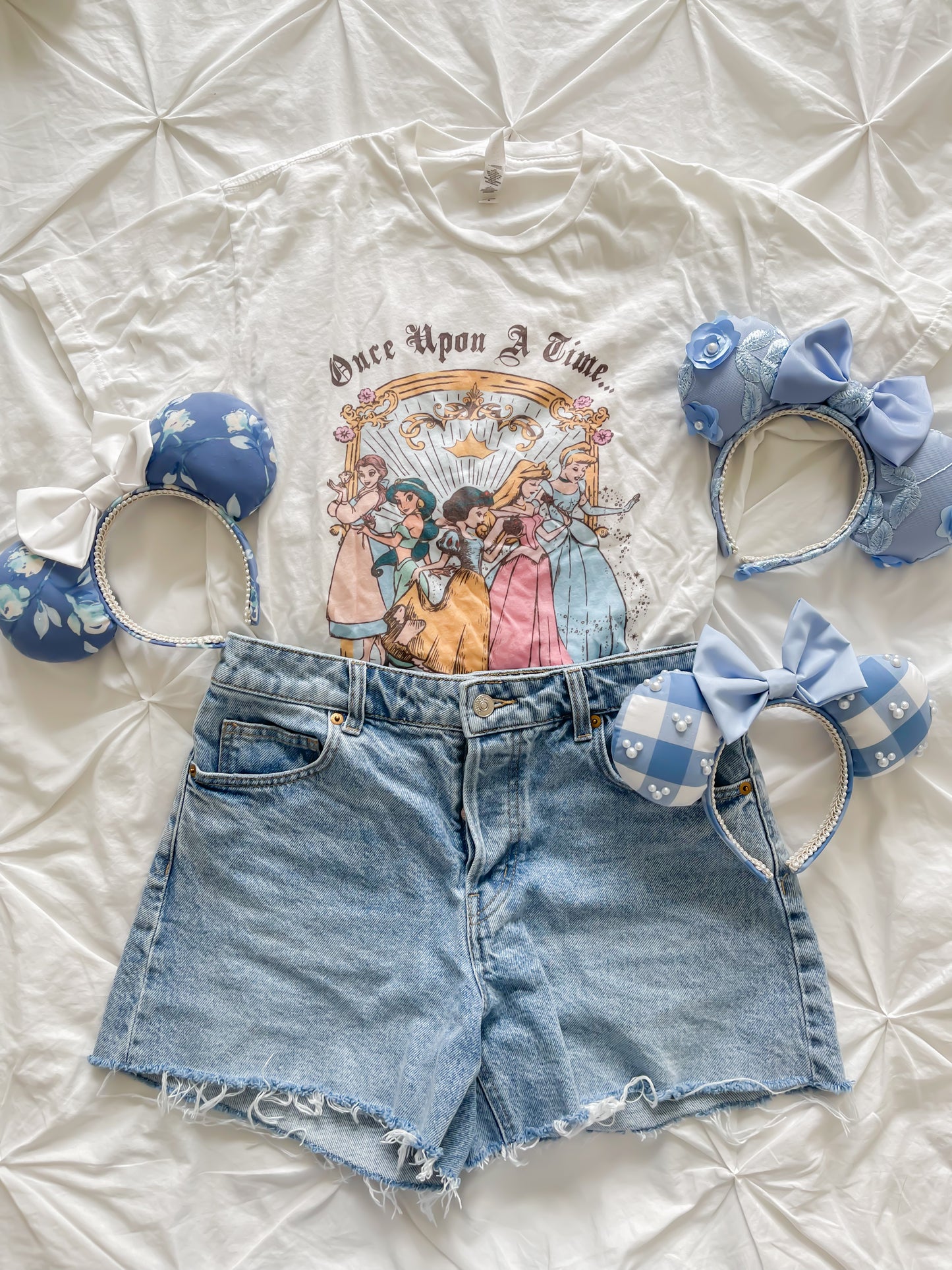 Blue and White Gingham Mouse Ears