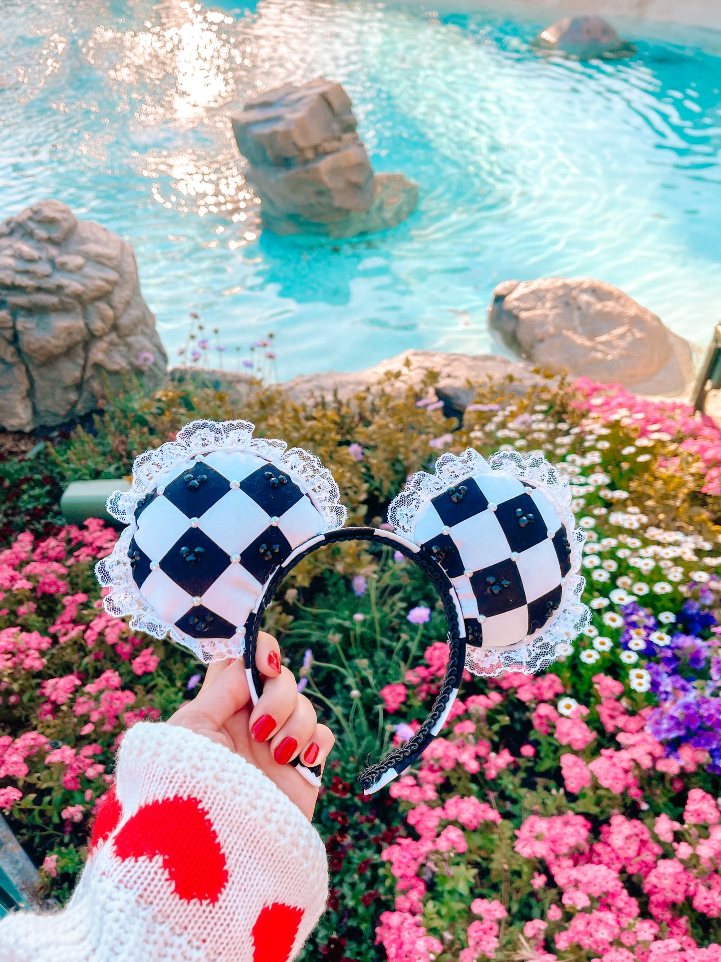 Lace and Checkered Mouse Ears