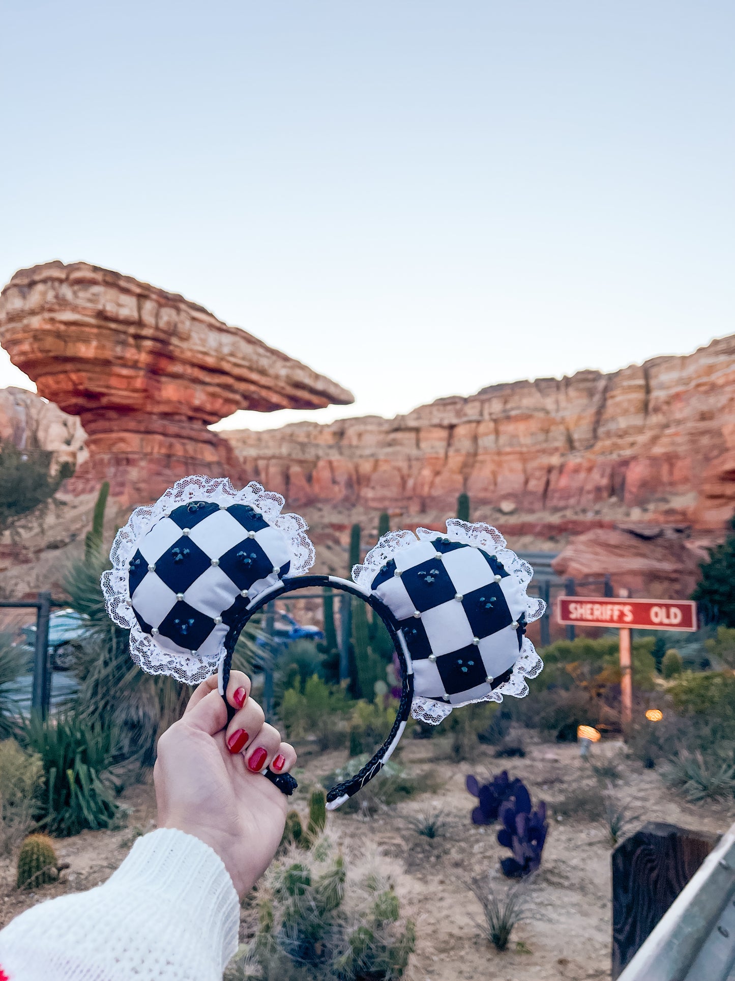 Lace and Checkered Mouse Ears