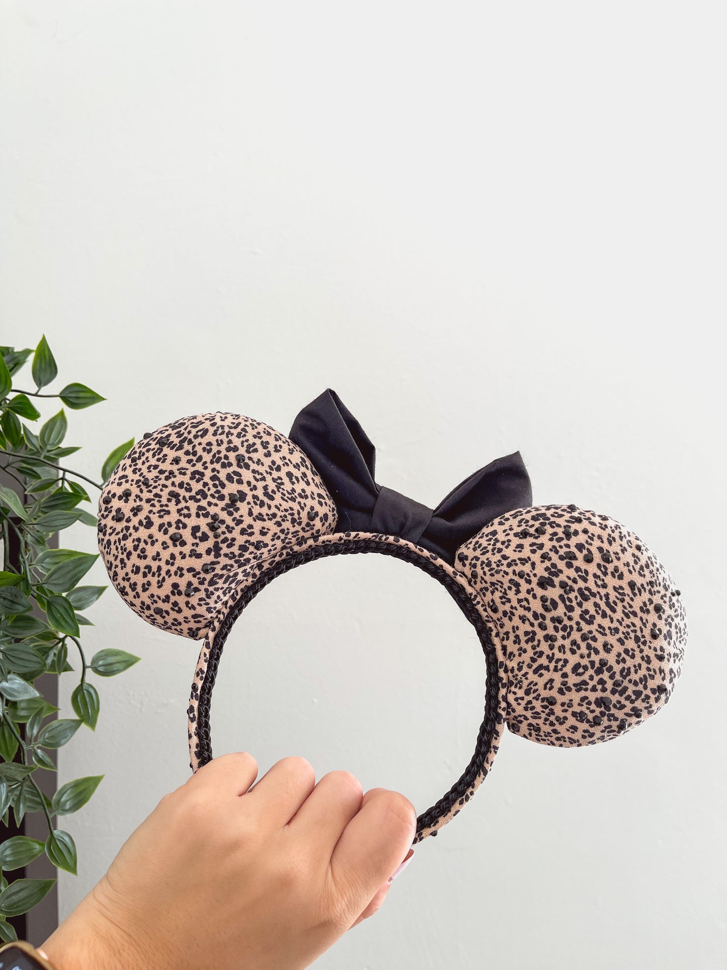 Sustainable Brown and Black Animal Print Mouse Ears