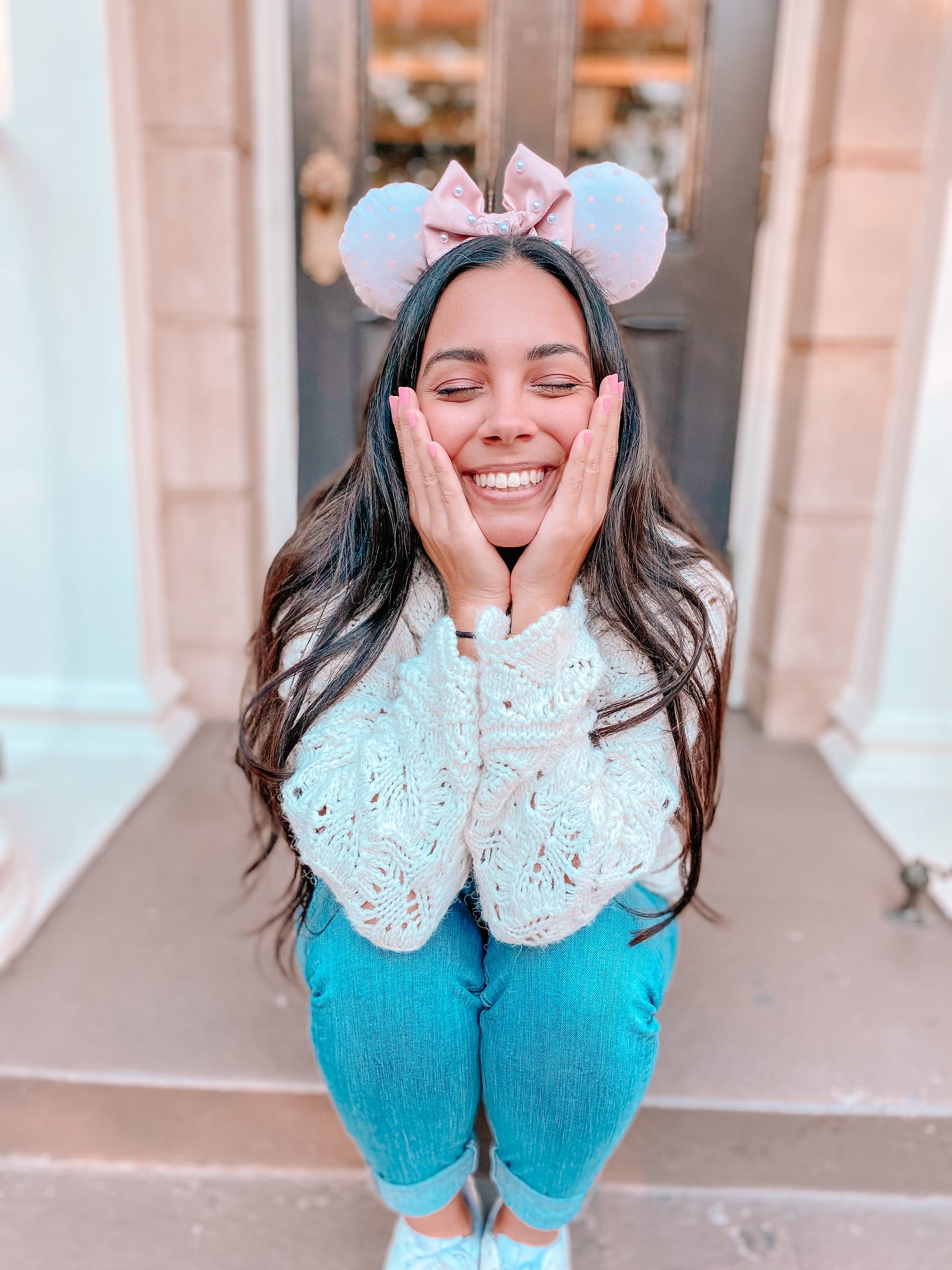 Blush Pink and Pearls Polka Dot Mouse Ears