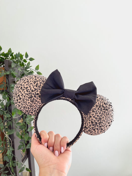 Sustainable Brown and Black Animal Print Mouse Ears