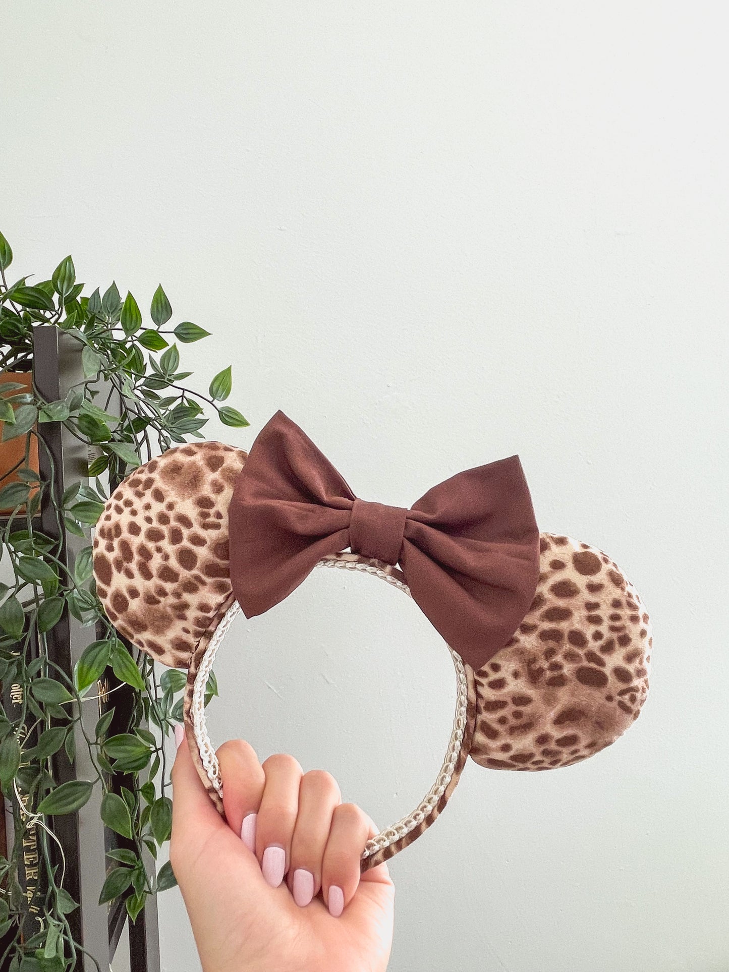 Sustainable Brown Animal Print Mouse Ears