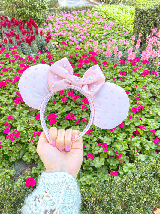 Blush Pink and Pearls Polka Dot Mouse Ears