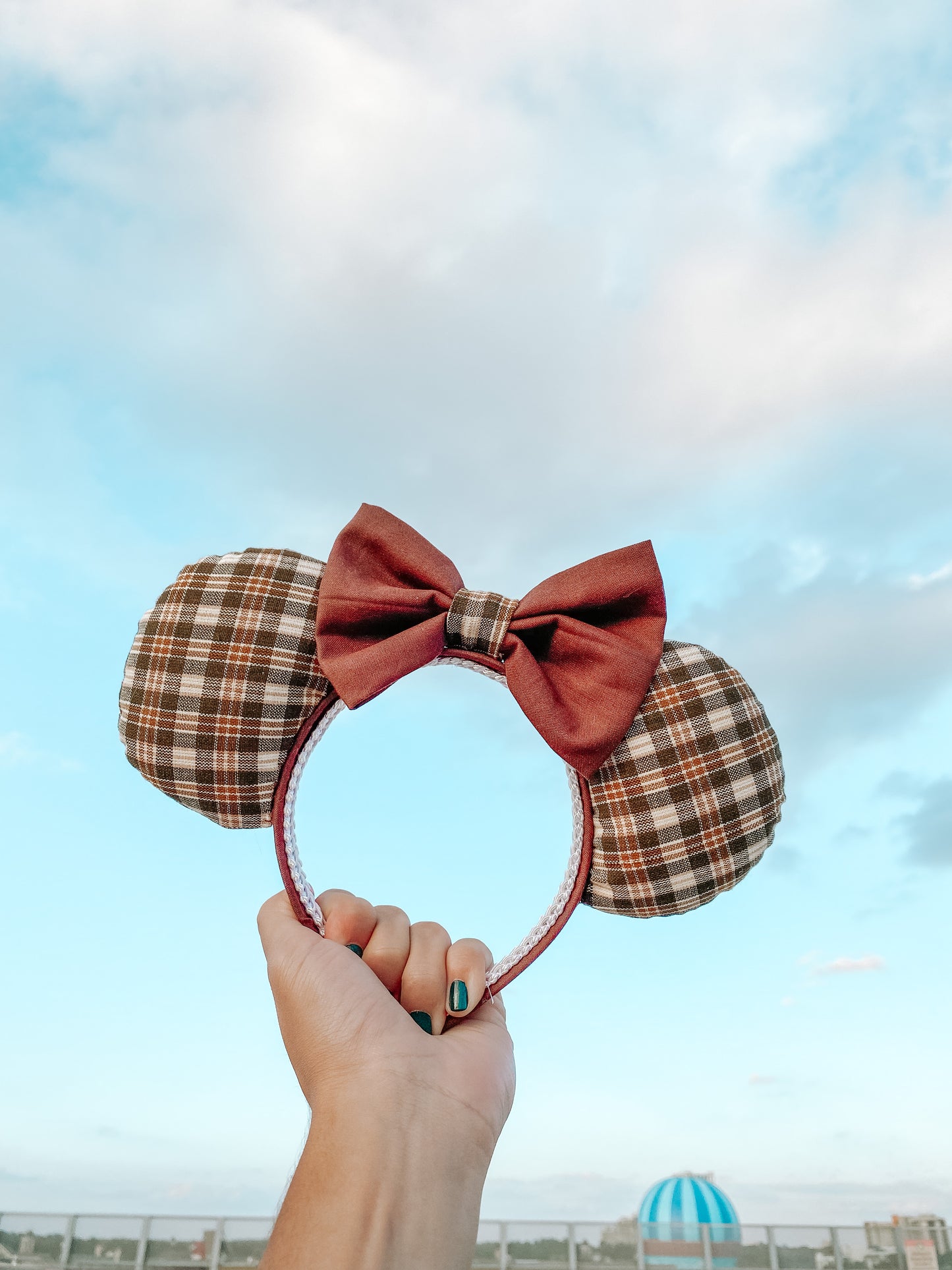 Neutral Plaid Mouse Ears