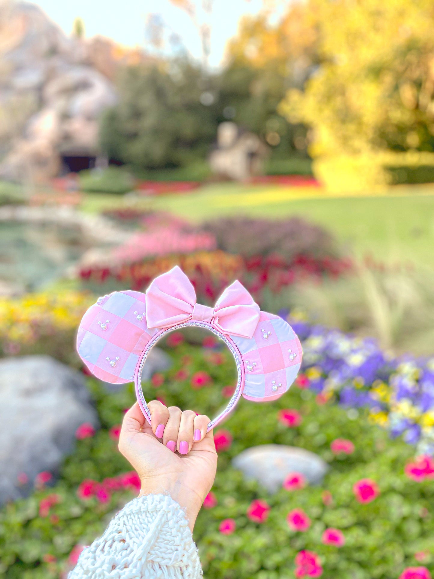 Pink Gingham Mouse Ears