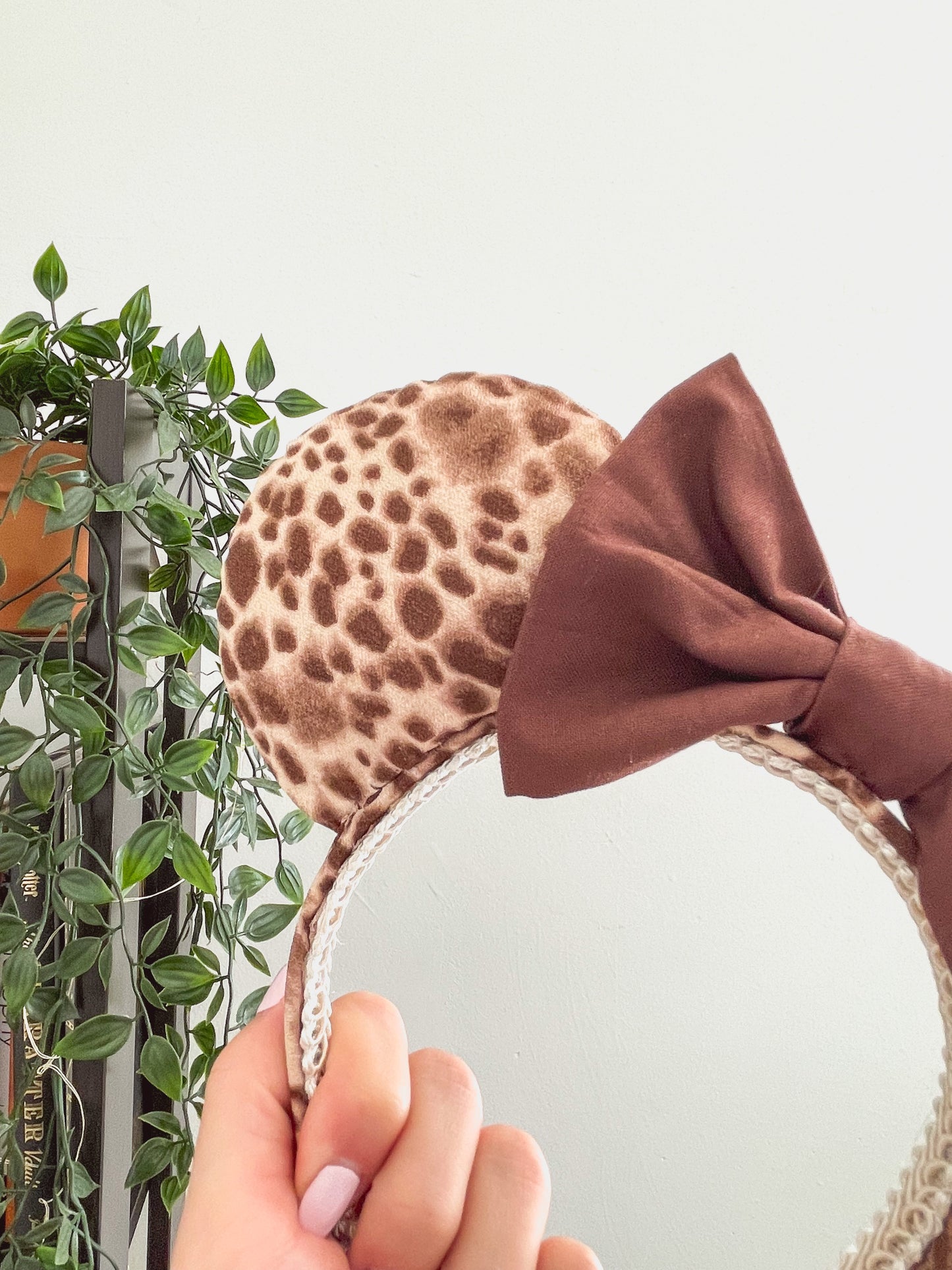 Sustainable Brown Animal Print Mouse Ears