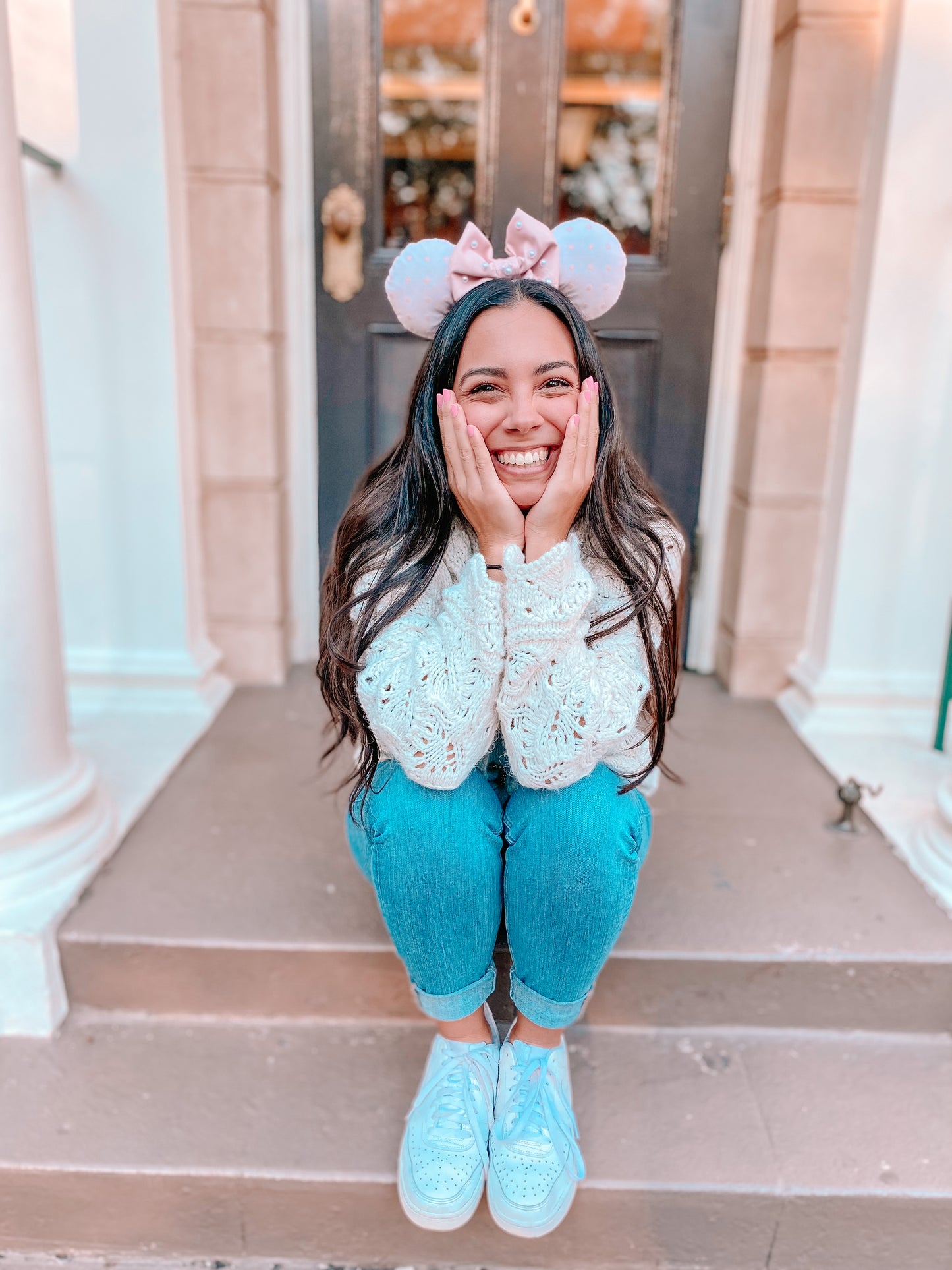 Blush Pink and Pearls Polka Dot Mouse Ears