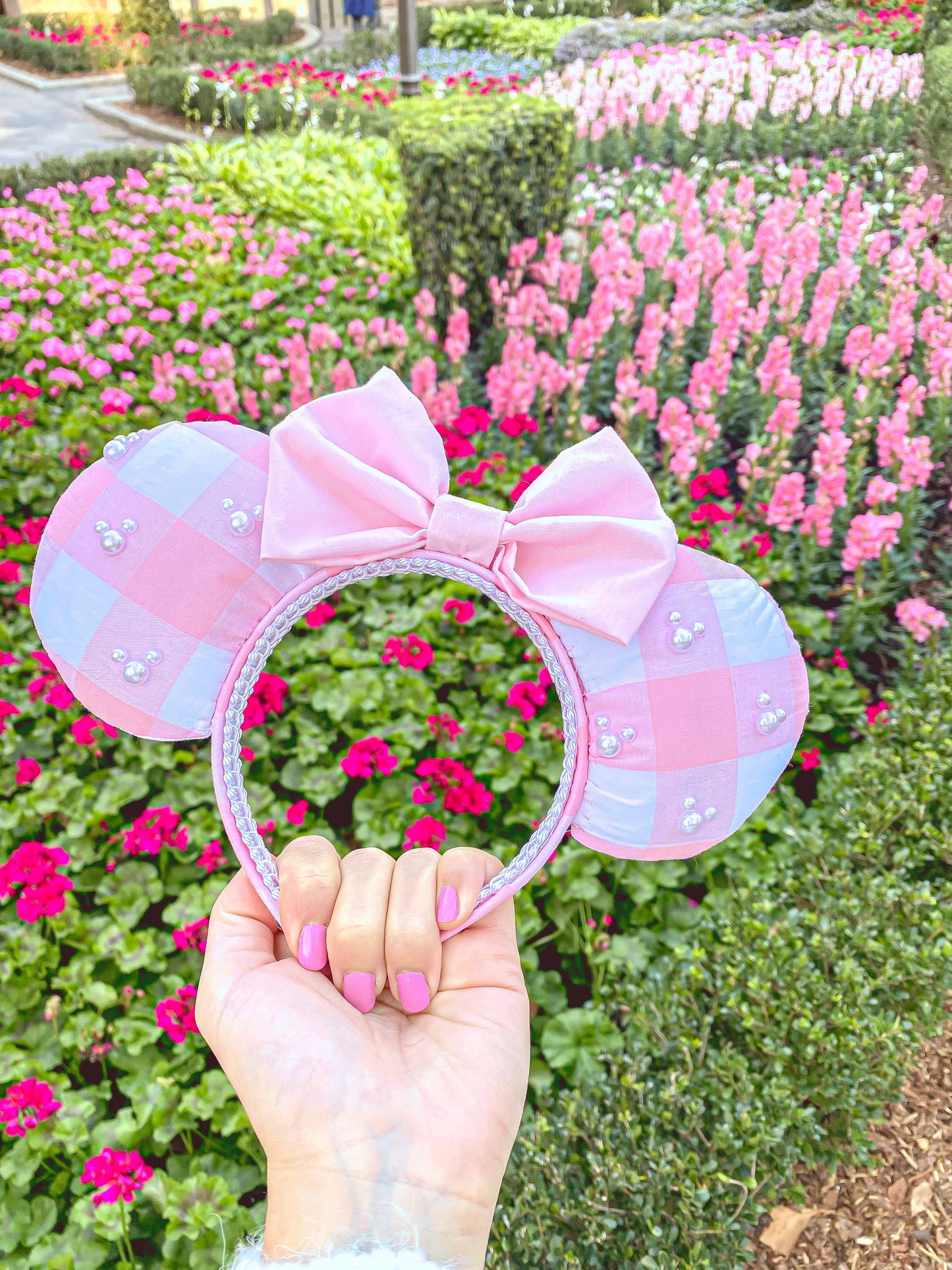 Pink Gingham Mouse Ears