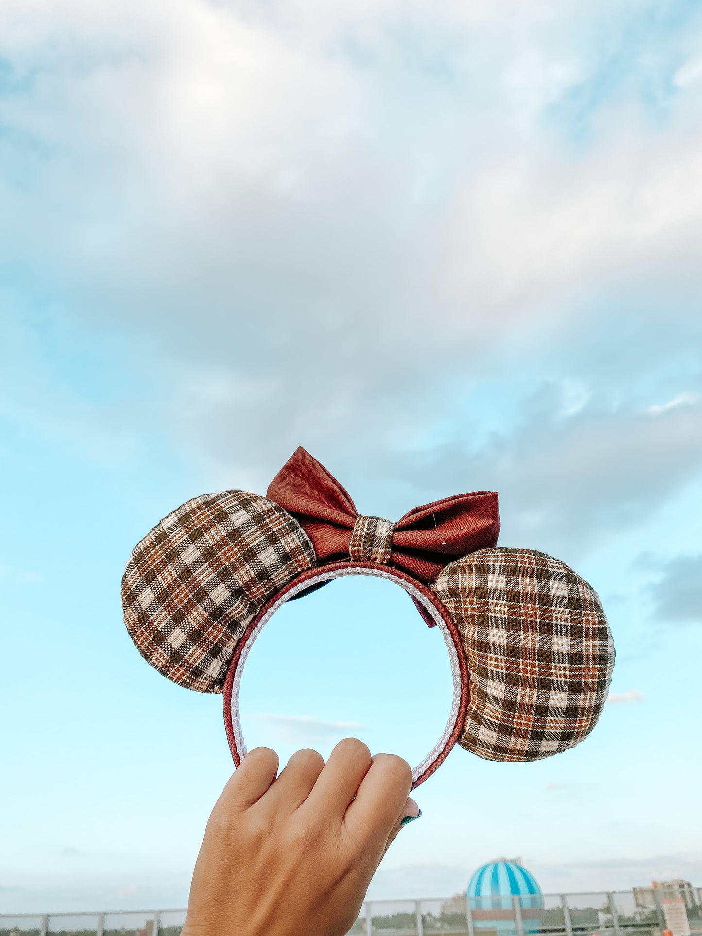 Neutral Plaid Mouse Ears