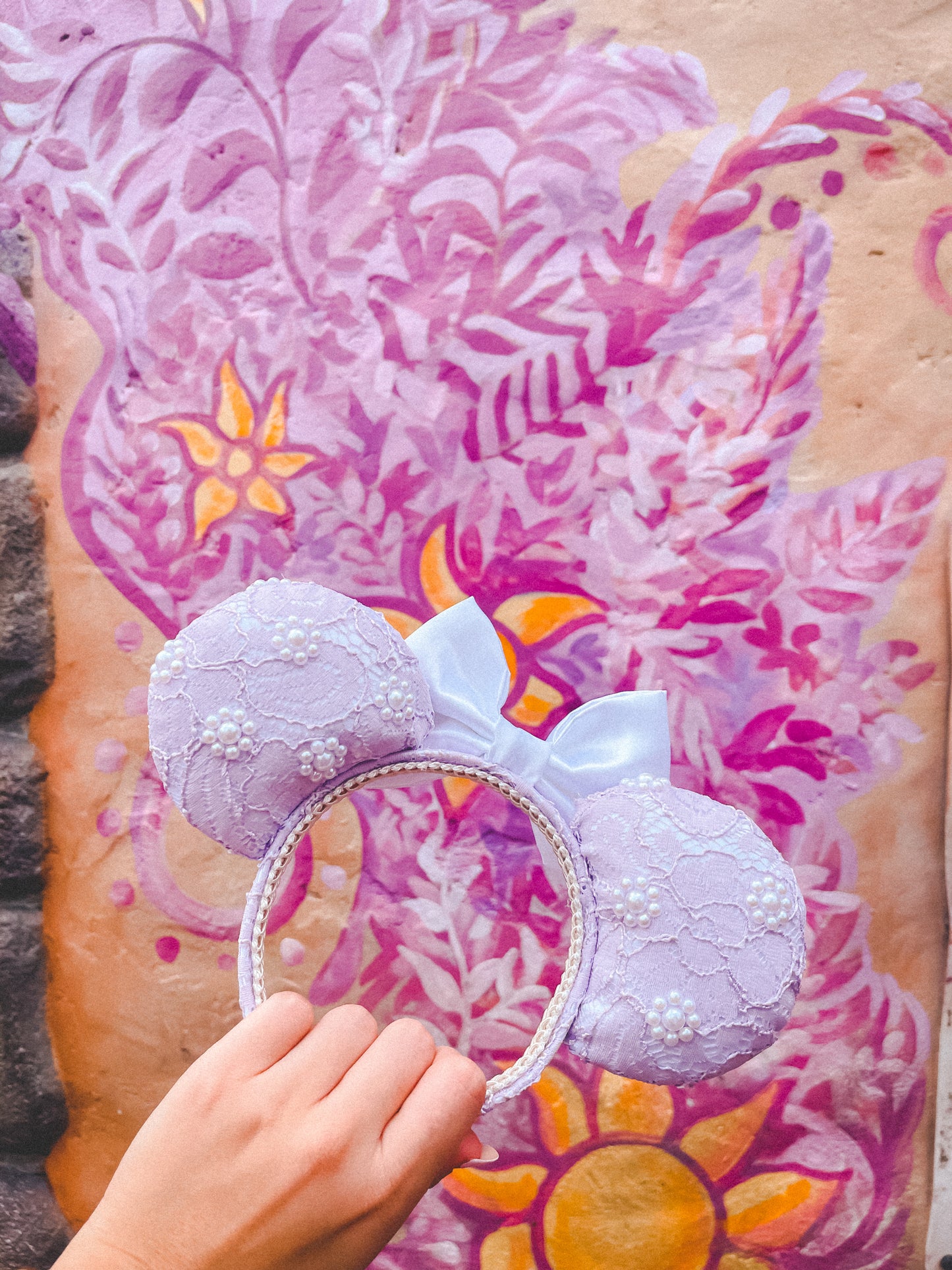 Sustainable Purple Lace Pearl Mouse Ears