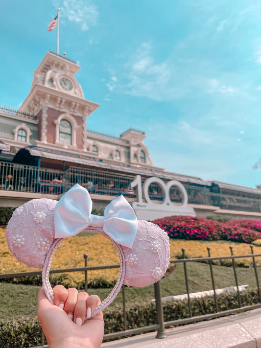 Sustainable Purple Lace Pearl Mouse Ears